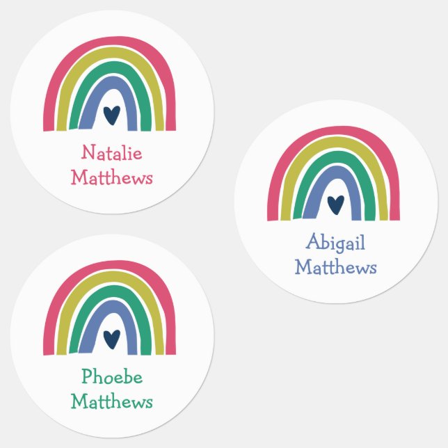 Boho Rainbow Pink Navy Mustard Name Waterproof (Group)