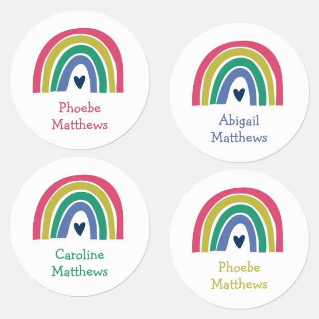 Boho Rainbow Pink Navy Name Iron On Clothing (Group)