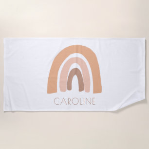 Boho Rainbow Pink Pastel Kids Beach Towel
