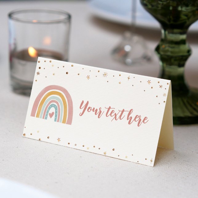 Boho Rainbow Pink Place Card Birthday Party (Creator Uploaded)