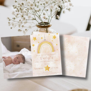 Boho rainbow pinky magic dust gold stars Party Invitation