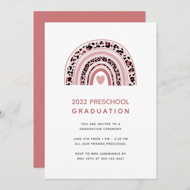 Boho Rainbow Preschool Graduation Invitation (Front/Back)