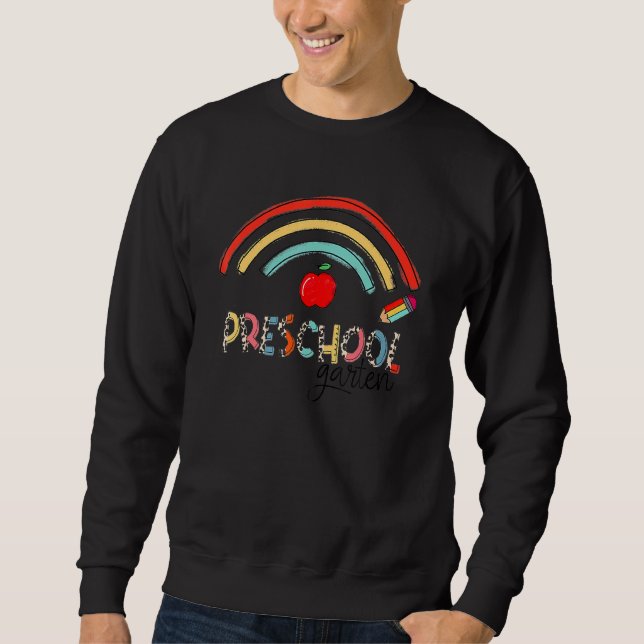 Boho Rainbow  Preschool Teacher Squad Back To Scho Sweatshirt (Front)