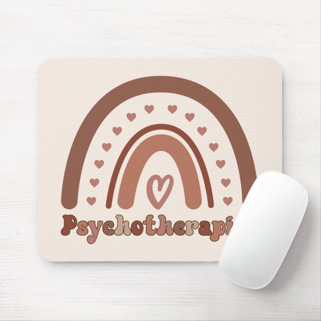 Boho Rainbow Psychotherapist Therapist Mouse Pad (With Mouse)