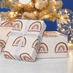 Boho Rainbow Psychotherapist Therapist Wrapping Paper