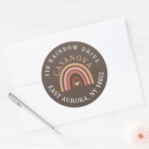 Boho Rainbow Round Return Address Label