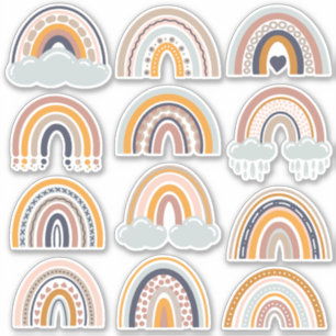 Boho Rainbow Rustic Scrapbook 12 Pretty Stickers