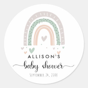 Boho Rainbow Sage Baby Shower Classic Round Sticker