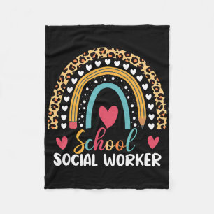 Boho Rainbow School School Social Worker Fleece Blanket