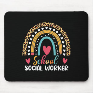 Boho Rainbow School School Social Worker Mouse Pad