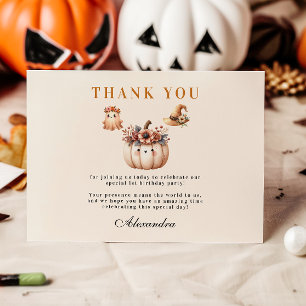 Boho Rainbow Spooky First Birthday Thank You Card