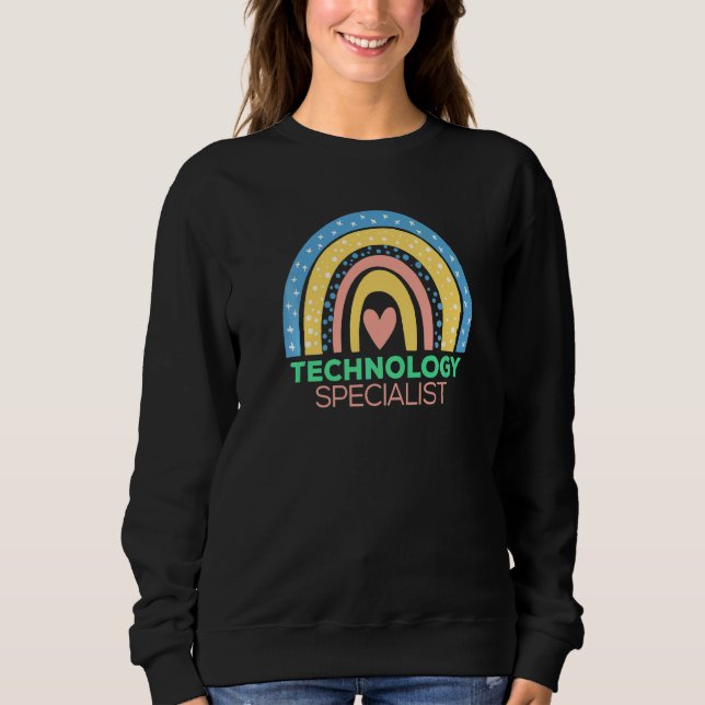 Boho Rainbow Stem Teacher Tech Squad Technology Sp Sweatshirt (Front)