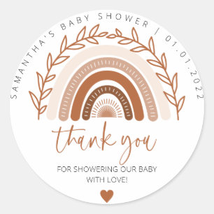 Boho Rainbow Stickers, Earthy Terracotta Shower Classic Round Sticker
