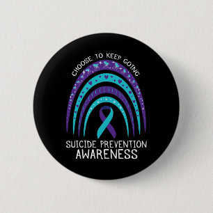Boho Rainbow Suicide Awareness Mental Health  6 Cm Round Badge