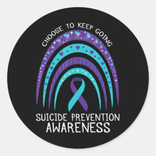Boho Rainbow Suicide Awareness Mental Health  Classic Round Sticker