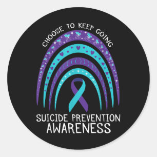 Boho Rainbow Suicide Awareness Mental Health  Classic Round Sticker