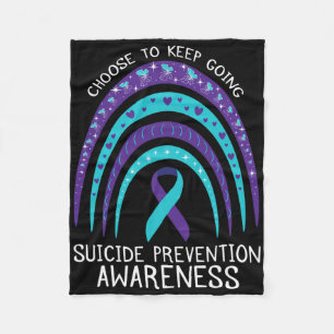 Boho Rainbow Suicide Awareness Mental Health  Fleece Blanket