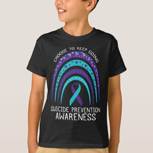 Boho Rainbow Suicide Awareness Mental Health  T-Shirt (Front)