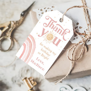 Boho Rainbow Sunshine Birthday Thank You Gift Tags
