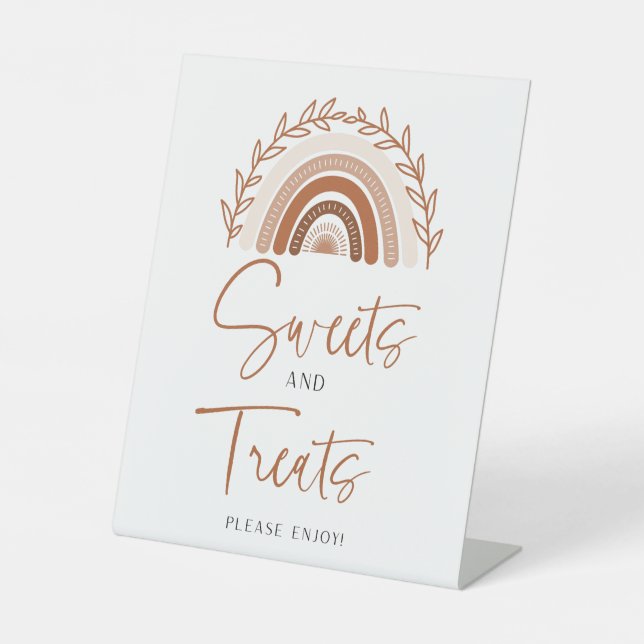 Boho Rainbow Sweets and Treats Baby Shower Sign (Front)