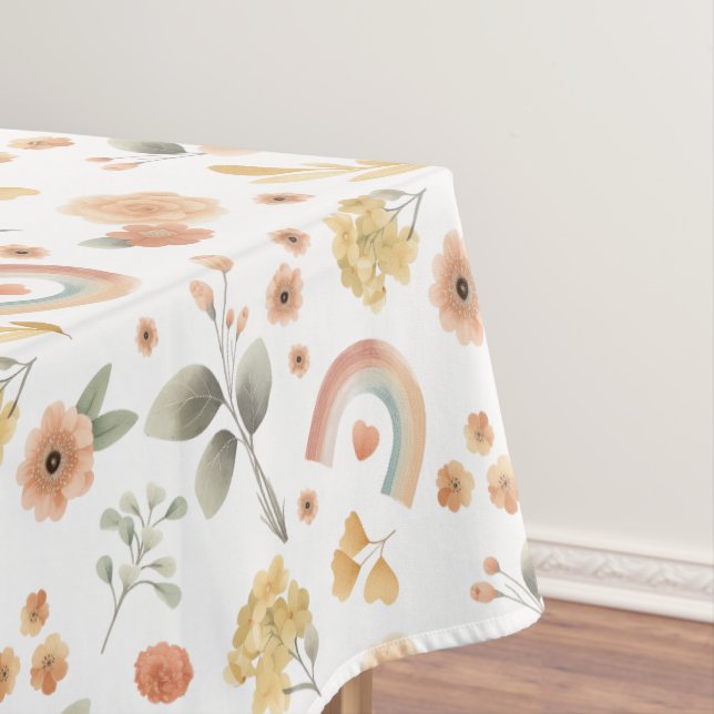 Boho Rainbow Tablecloth – Watercolor Pattern Party (In Situ)