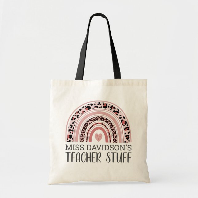 Boho Rainbow Teacher Appreciation Name Tote Bag (Front)