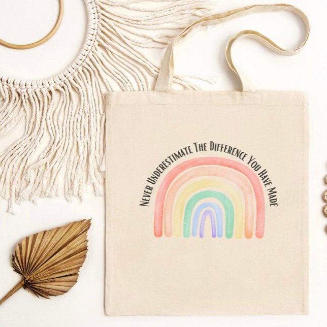 Boho rainbow teacher appreciation watercolour  tote bag (Creator Uploaded)