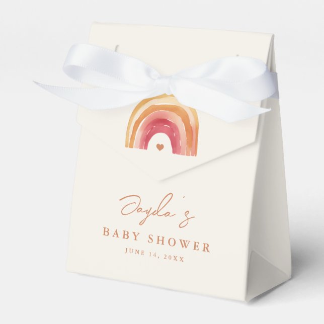 Boho Rainbow Terracotta Baby Shower Favour Box (Front Side)
