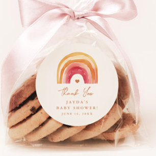 Boho Rainbow Terracotta Baby Shower Thank You Classic Round Sticker