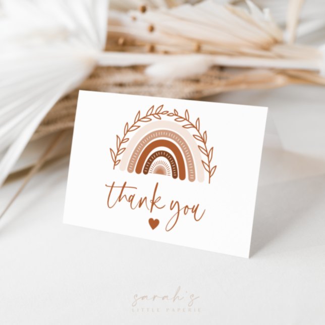 Boho Rainbow Thank You, Earthy Terracotta Tones Thank You Card (Creator Uploaded)