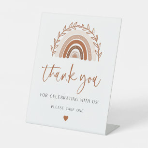 Boho Rainbow Thank You Sign for Baby Shower