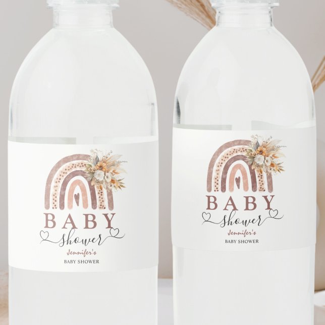 Boho Rainbow Theme | Gender Neutral Baby Shower Water Bottle Label (Creator Uploaded)