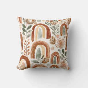 Boho Rainbow Throw Pillow   Neutral Nursery Decor