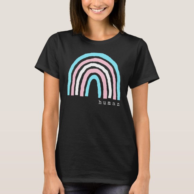 Boho Rainbow Trans Flag Human Pride Lbgtqia T-Shirt (Front)