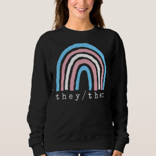 Boho Rainbow Trans Pronouns They Them Pride LBGTQI Sweatshirt