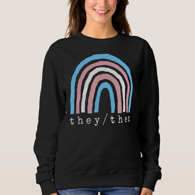 Boho Rainbow Trans Pronouns They Them Pride LBGTQI Sweatshirt (Front)