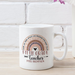 Boho Rainbow Tumbler for 5th Grade Teacher Coffee Mug