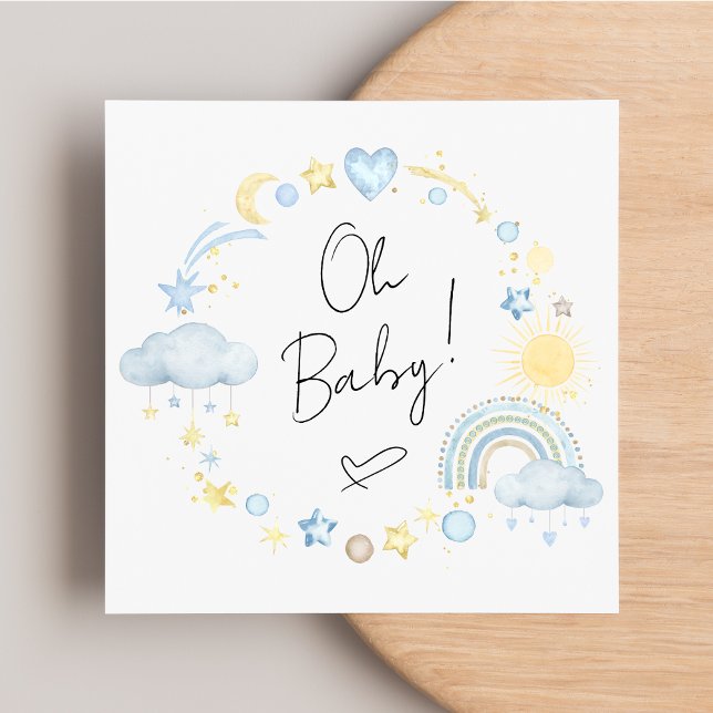 Boho Rainbow Watercolor Baby Boy Shower Invitation (Creator Uploaded)