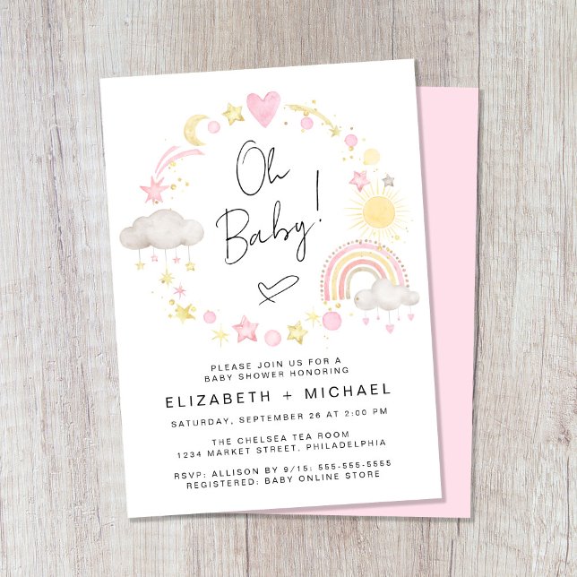 Boho Rainbow Watercolor Baby Girl Couples Shower Invitation (Creator Uploaded)