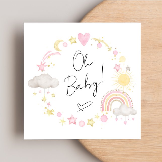 Boho Rainbow Watercolor Baby Girl Shower Invitation (Creator Uploaded)