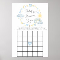 Boho Rainbow Watercolor Baby Shower Bingo Game