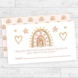 Boho Rainbow Watercolor Baby Shower Diaper Raffle Enclosure Card