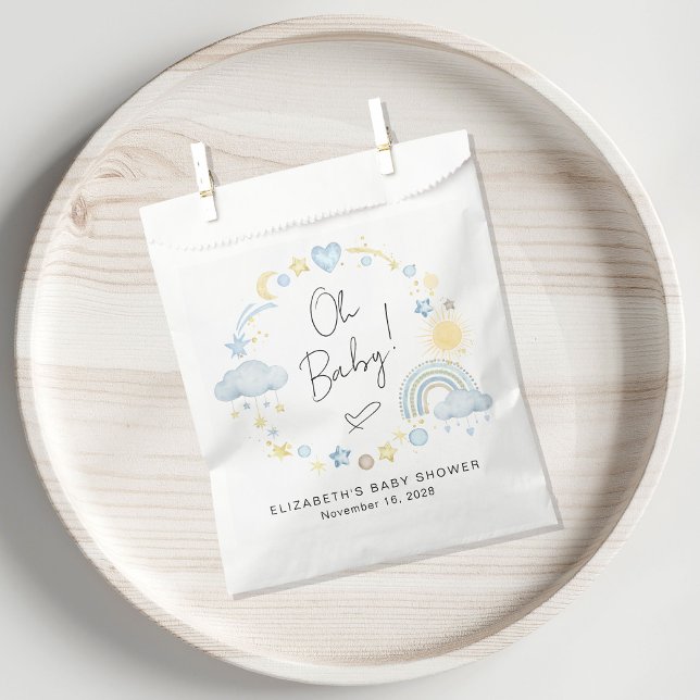Boho Rainbow Watercolor Boy Baby Shower Favour Bags (Creator Uploaded)