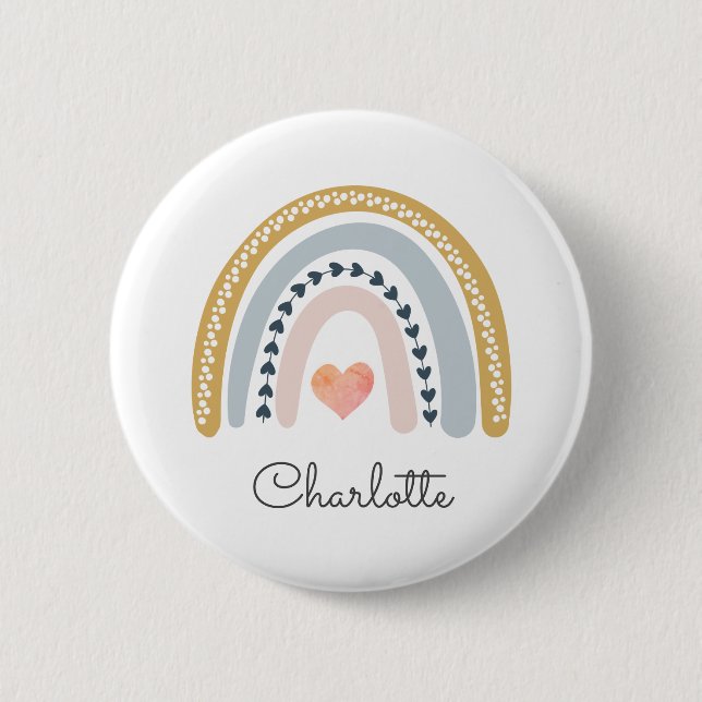 Boho Rainbow Watercolor Nursery  6 Cm Round Badge (Front)