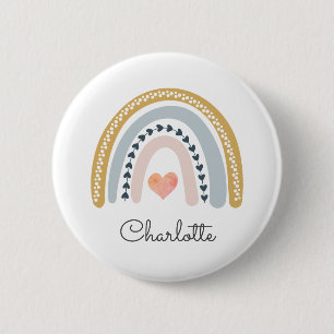 Boho Rainbow Watercolor Nursery  6 Cm Round Badge