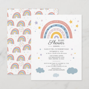 Boho Rainbow Watercolor Script Baby Shower