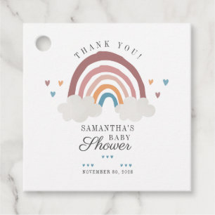 Boho Rainbow Watercolor Script Baby Shower Favour Tags