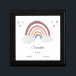 Boho Rainbow Watercolor Script Baby Shower Gift Box<br><div class="desc">Create your cute gift box with this pretty and adorable rainbow boho watercolor template design in tan,  yellow,  and blue,  featuring love hearts and clouds. 

Easily customise this cute box with your name by clicking the "Personalise" button above</div>
