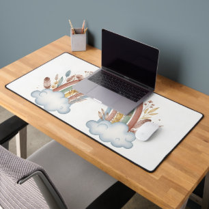 Boho Rainbow & Wildflowers Desk Mat