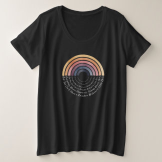 Boho Rainbow Wisdom: Happiness & Rain Quote Art Plus Size T-Shirt